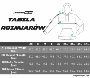 Tabela rozmiarów Bluza ECO