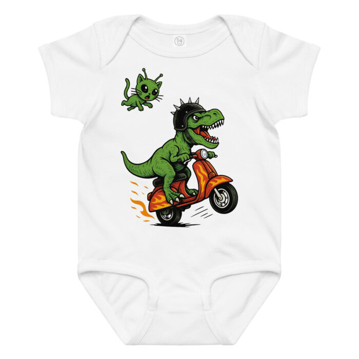 Body dziecięce Szalony Moto T-Rex - 100% czesana bawełna ring-spun