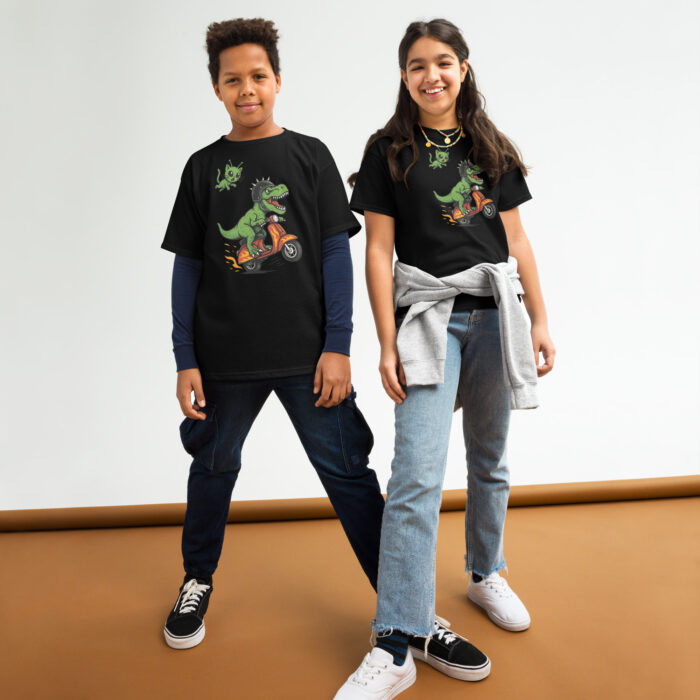 Koszulka dziecięca Szalony Moto T-Rex - 100% bawełna, unisex